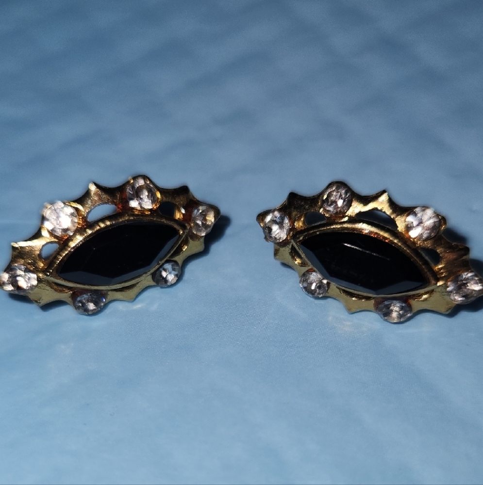 Elegant Gold and Black Earrings
